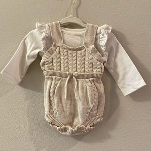 Cat & Jack Cable Sweater Romper Cream